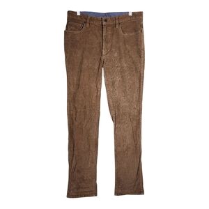 LL Bean Brown Corduroy Standard Fit Pants Stretch Caramel straight leg, Sz 33